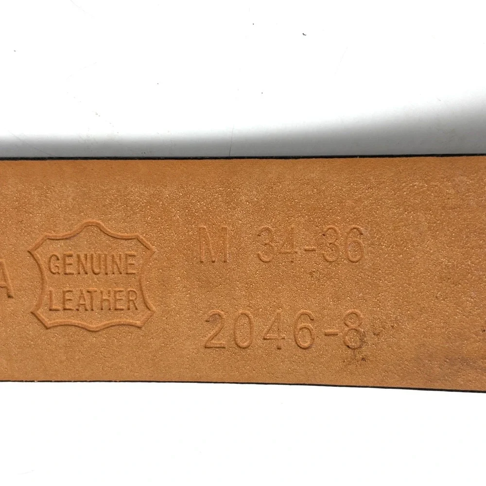 Leather Belt Mens M 34-38 Black Silver Buckle 1.5in Classic Minimalist Casual